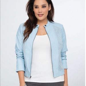 TORRID PERFORATED FAUX LEATHER MOTO JACKET